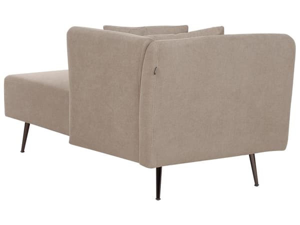 Beige polstret polyester chaiselong venstre side metalben dekorative hynder moderne design til stuen