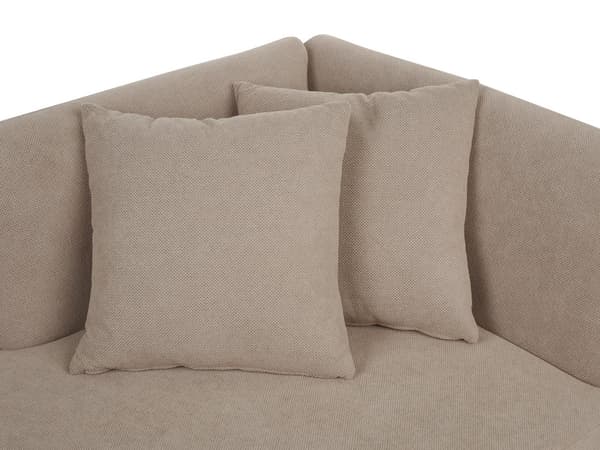 Beige polstret polyester chaiselong venstre side metalben dekorative hynder moderne design til stuen