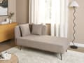 Miniatyrbillede 2 af 10: Beige polstret polyester chaiselong venstre side metalben dekorative hynder moderne design til stuen