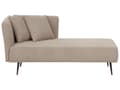 Miniatyrbillede 1 af 10: Beige polstret polyester chaiselong venstre side metalben dekorative hynder moderne design til stuen