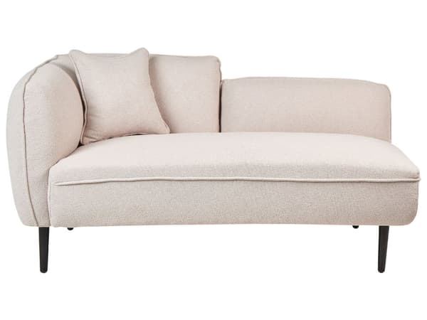 Chaiselong Beige Boucle Daybed med Ryglæn Gæsteseng Quiltet Multifunktionel Chaise Venstrevendt Sofa Moderne til Stuen Lille Hjørnesofa