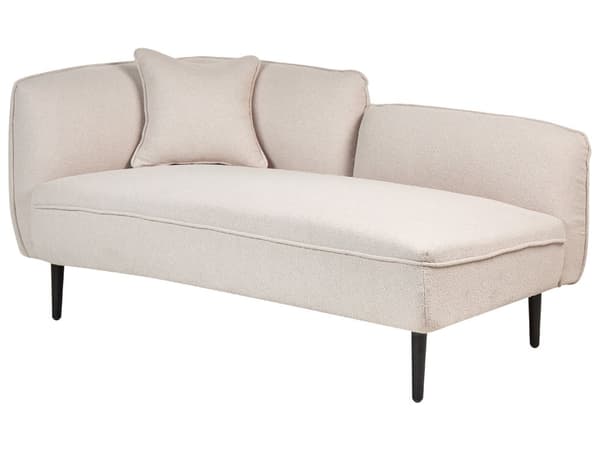 Chaiselong Beige Boucle Daybed med Ryglæn Gæsteseng Quiltet Multifunktionel Chaise Venstrevendt Sofa Moderne til Stuen Lille Hjørnesofa