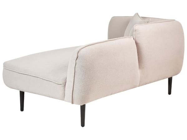 Chaiselong Beige Boucle Daybed med Ryglæn Gæsteseng Quiltet Multifunktionel Chaise Venstrevendt Sofa Moderne til Stuen Lille Hjørnesofa
