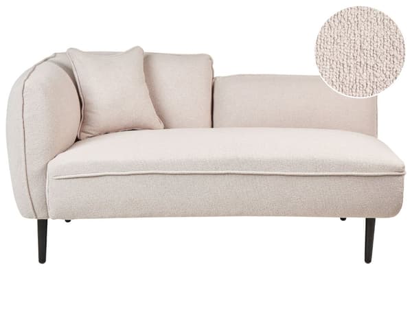 Chaiselong Beige Boucle Daybed med Ryglæn Gæsteseng Quiltet Multifunktionel Chaise Venstrevendt Sofa Moderne til Stuen Lille Hjørnesofa