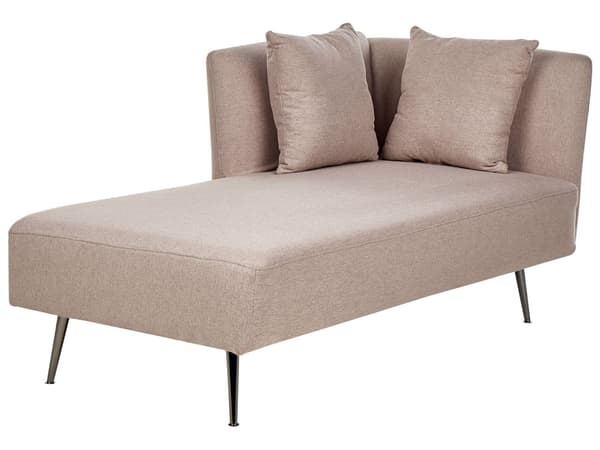 Sittpuff i ljusbrunt polyestertyg med klädsel höger med dekorativa kuddar Metallben Modern design Vardagsrum