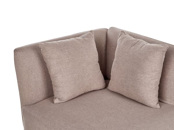 Sittpuff i ljusbrunt polyestertyg med klädsel höger med dekorativa kuddar Metallben Modern design Vardagsrum