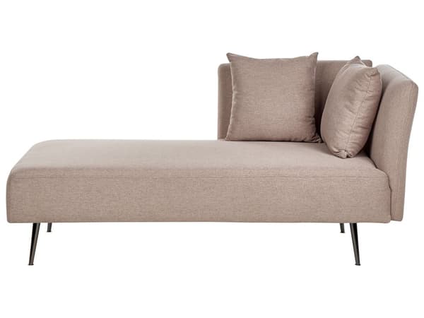 Sittpuff i ljusbrunt polyestertyg med klädsel höger med dekorativa kuddar Metallben Modern design Vardagsrum