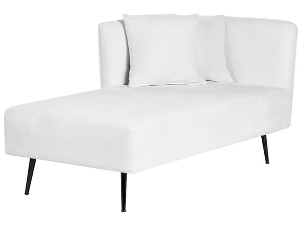 Sittpuff i vitt polyestertyg med klädsel höger med dekorativa kuddar Metallben Modern design Vardagsrum
