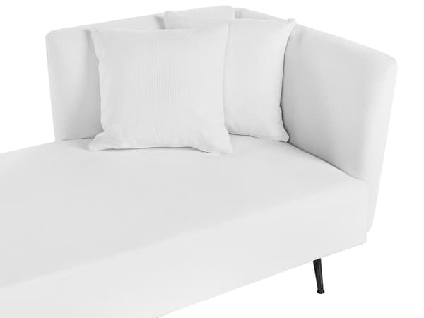 Sittpuff i vitt polyestertyg med klädsel höger med dekorativa kuddar Metallben Modern design Vardagsrum