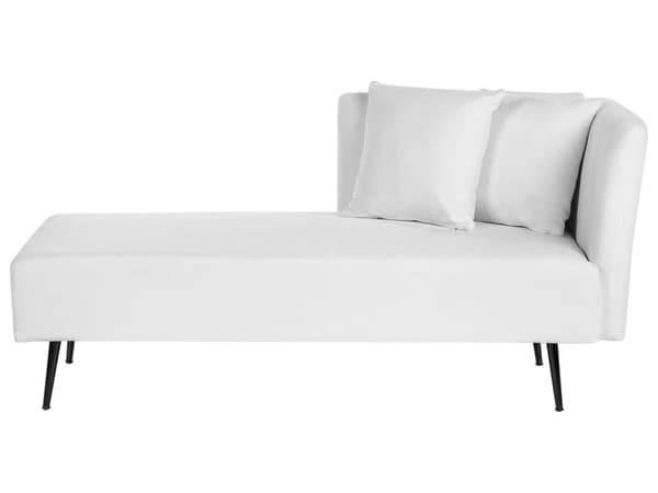 Sittpuff i vitt polyestertyg med klädsel höger med dekorativa kuddar Metallben Modern design Vardagsrum