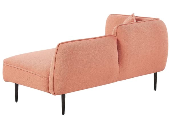 Schäslong Persika Rosa Boucle Tyg Metallben Vänstervänd med Kuddar Modern Design