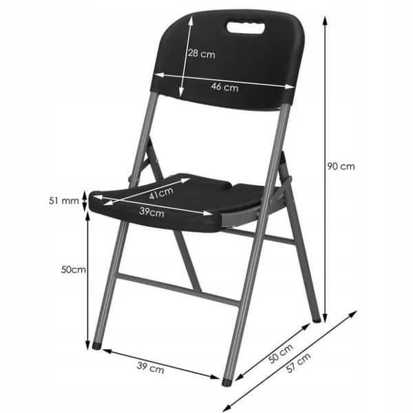 Fällstol - SPRINGOS - Svart - Metall - Plast HDPE - 150 kg max