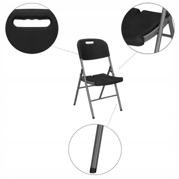 Fällstol - SPRINGOS - Svart - Metall - Plast HDPE - 150 kg max