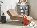 Miniatyrbillede 2 af 11: Chaiselong Lysebrun Velour Daybed med Justerbart Ryglæn Sølv Metalben Gæsteseng Quiltet Multifunktionel Chaise Sofa Moderne til Stuen