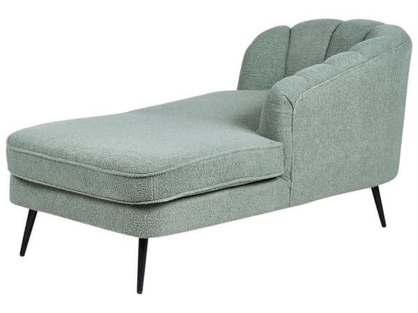 Divaani vihreä bukleeverhoilu rautajalat irrotettava päällinen vasen moderni glamour