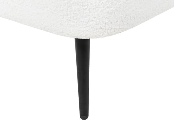 Divaani luonnonvalkoinen bukleeverhoilu rautajalat irrotettava päällinen vasen moderni glamour