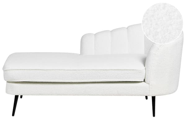 Schäslong Off-White Boucle-klädsel Svarta metallben Höger Modern Design Vardagsrumsmöbler