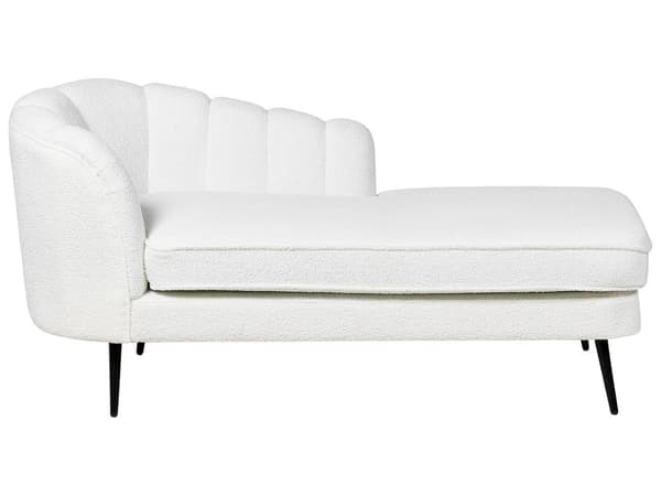 Schäslong Off-White Boucle-klädsel Svarta metallben Vänster Modern Design Vardagsrumsmöbler