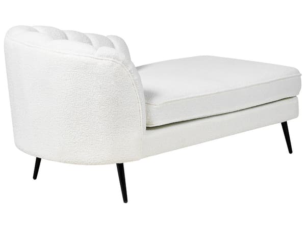 Schäslong Off-White Boucle-klädsel Svarta metallben Vänster Modern Design Vardagsrumsmöbler