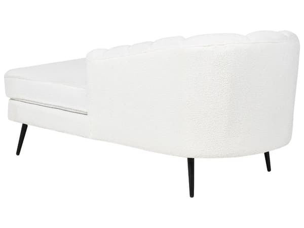 Schäslong Off-White Boucle-klädsel Svarta metallben Vänster Modern Design Vardagsrumsmöbler