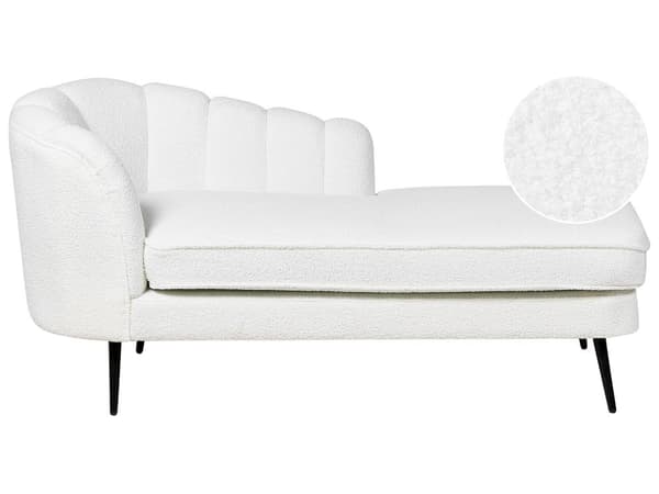 Schäslong Off-White Boucle-klädsel Svarta metallben Vänster Modern Design Vardagsrumsmöbler