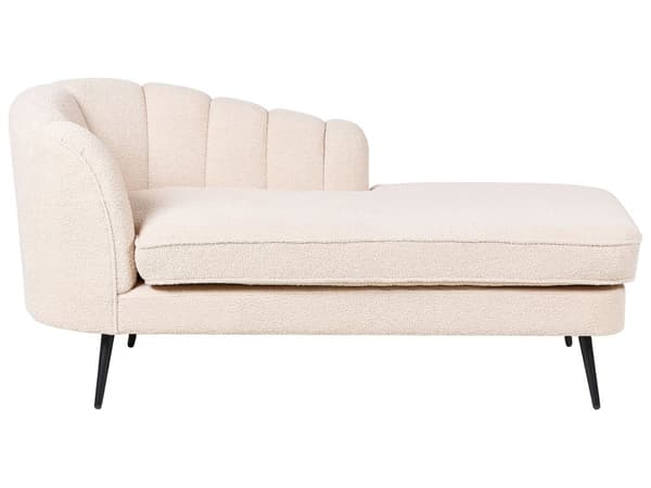 Schäslong Beige Boucle-klädsel Svarta metallben Vänster Modern Design Vardagsrumsmöbler
