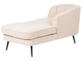 Miniatyrbild 5 av 11: Schäslong Beige Boucle-klädsel Svarta metallben Vänster Modern Design Vardagsrumsmöbler