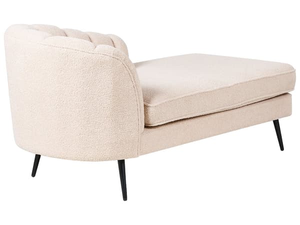 Schäslong Beige Boucle-klädsel Svarta metallben Vänster Modern Design Vardagsrumsmöbler