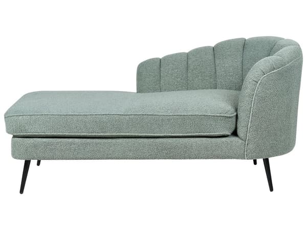 Schäslong Grön Boucle-klädsel Svarta metallben Höger Modern Design Vardagsrumsmöbler