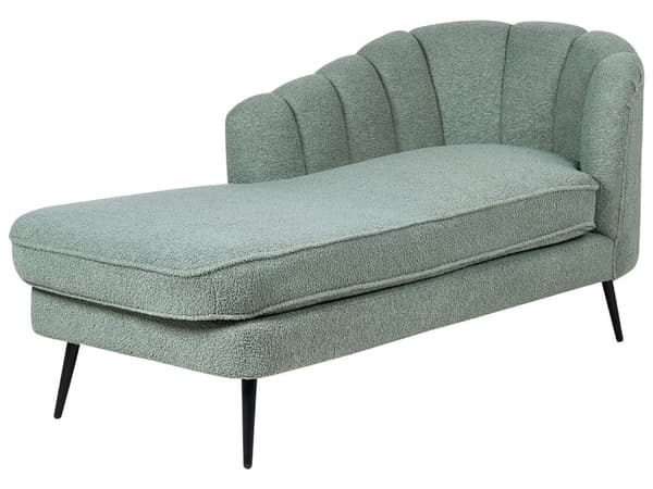 Schäslong Grön Boucle-klädsel Svarta metallben Höger Modern Design Vardagsrumsmöbler