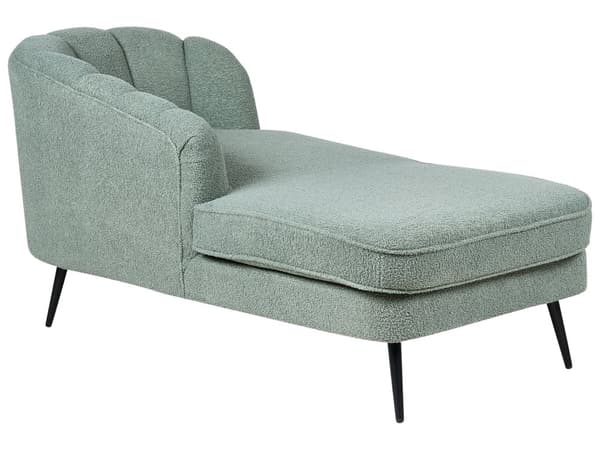Schäslong Grön Boucle-klädsel Svarta metallben Höger Modern Design Vardagsrumsmöbler