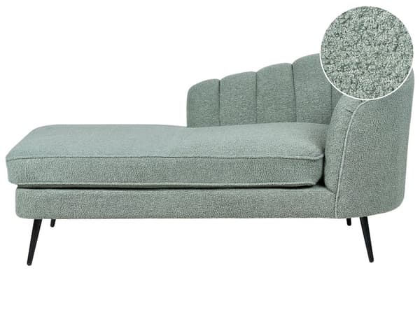 Schäslong Grön Boucle-klädsel Svarta metallben Höger Modern Design Vardagsrumsmöbler