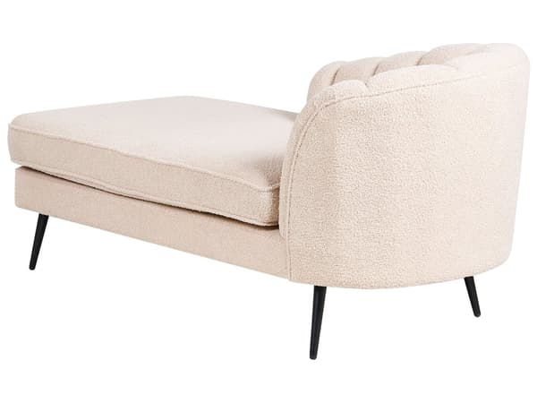 Chaiselong Beige Boucle Daybed med Ryglæn Sorte Metalben Gæsteseng Quiltet Multifunktionel Chaise Højrevendt Sofa Moderne til Stuen