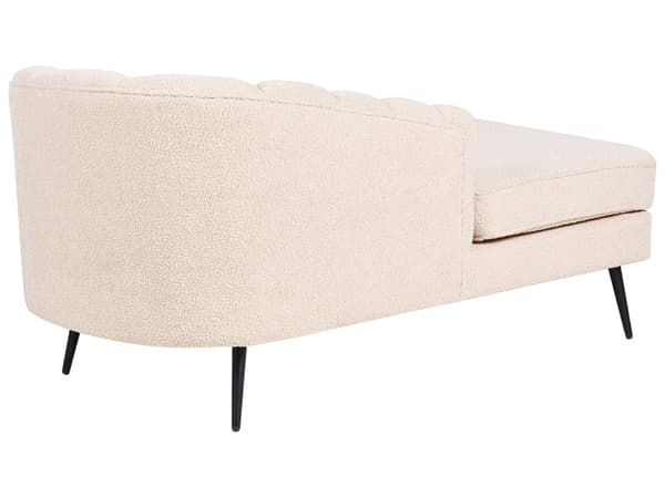 Chaiselong Beige Boucle Daybed med Ryglæn Sorte Metalben Gæsteseng Quiltet Multifunktionel Chaise Højrevendt Sofa Moderne til Stuen