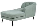 Miniatyrbillede 6 af 11: Chaiselong Grøn Boucle Daybed med Ryglæn Sorte Metalben Gæsteseng Quiltet Multifunktionel Chaise Venstrevendt Sofa Moderne til Stuen