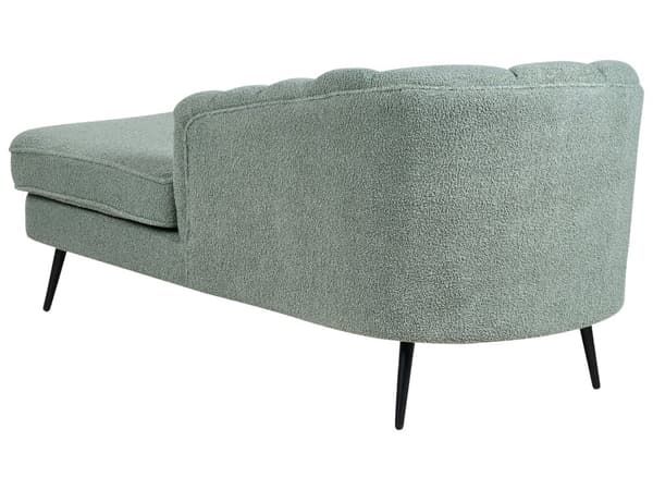Chaiselong Grøn Boucle Daybed med Ryglæn Sorte Metalben Gæsteseng Quiltet Multifunktionel Chaise Venstrevendt Sofa Moderne til Stuen