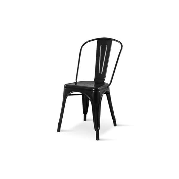 Stolar i glänsande svart metall i industriell stil - KOSMI - Set om 4 - Robust och elegant