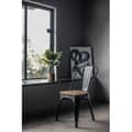 Miniatyrbild 2 av 6: Svart metallstol med sits i ljus trä - Industriell stil