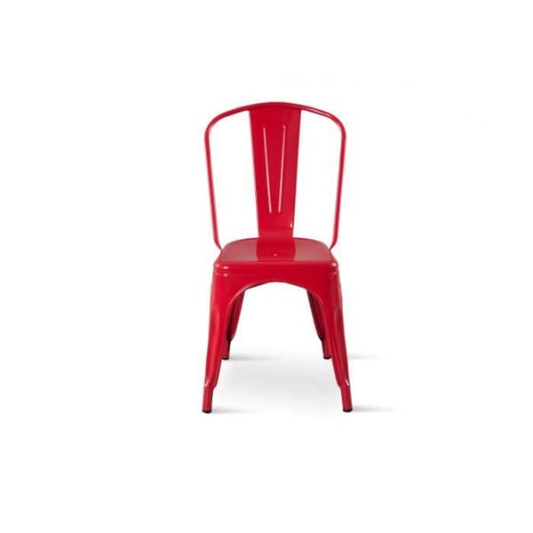 Röda stolar i röd metall med blank finish - KOSMI - Set om 4 - Industriell - Loft - Inredning - Kök
