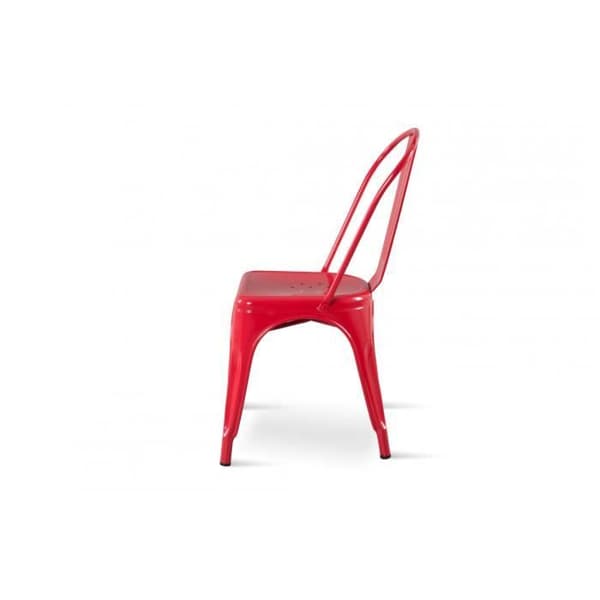 Röda stolar i röd metall med blank finish - KOSMI - Set om 4 - Industriell - Loft - Inredning - Kök