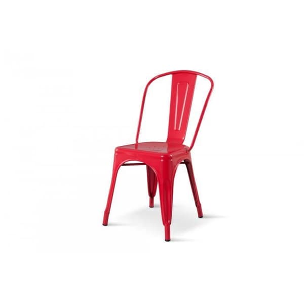 Röda stolar i röd metall med blank finish - KOSMI - Set om 4 - Industriell - Loft - Inredning - Kök