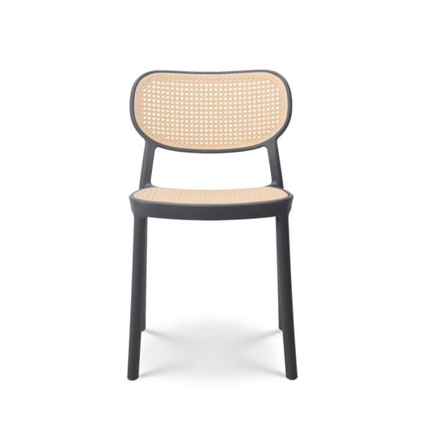 Grå matsalsstol i vintagestil - KOSMI - polypropenharts - stapelbar