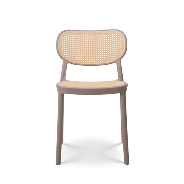 Beige matsalsstol i vintagestil - KOSMI - stapelbar och lättskött