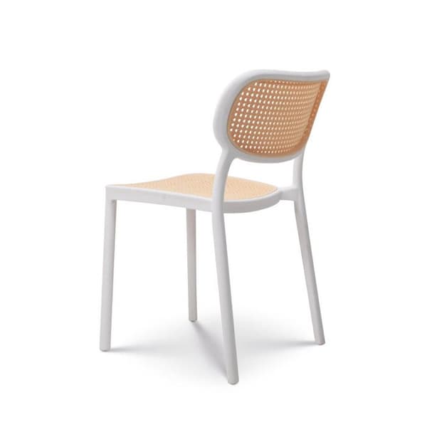 Vit matsalsstol i vintagestil - KOSMI - Stapelbar - Polypropenharts