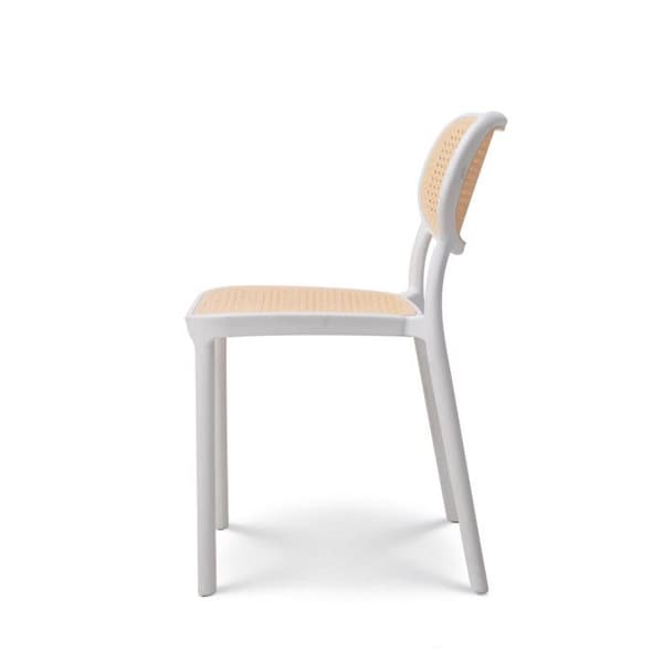 Vit matsalsstol i vintagestil - KOSMI - Stapelbar - Polypropenharts