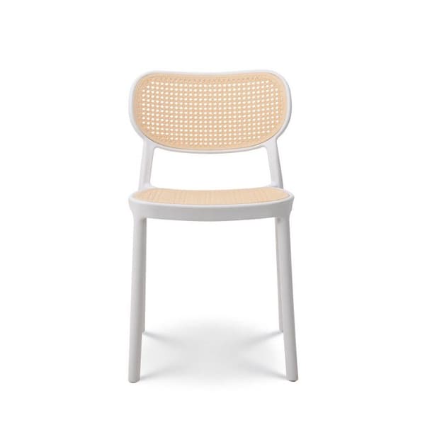Vit matsalsstol i vintagestil - KOSMI - Stapelbar - Polypropenharts