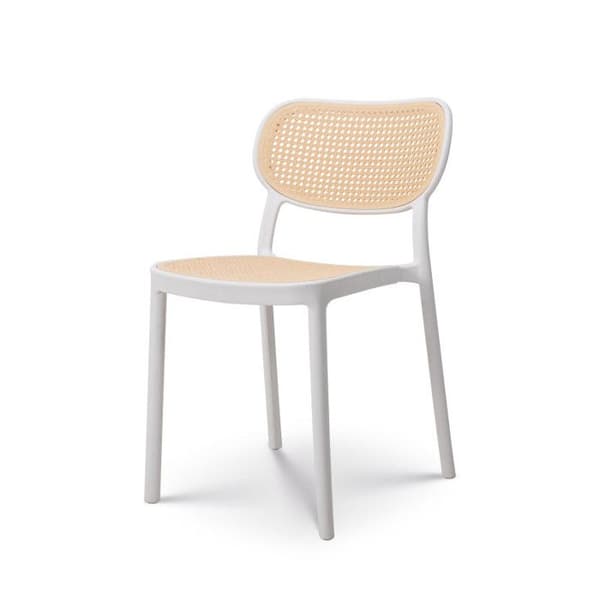Vit matsalsstol i vintagestil - KOSMI - Stapelbar - Polypropenharts