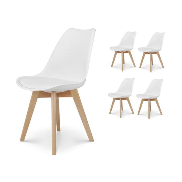 Set med 4 vita stolar - KOSMI - VICTOIRE-modell - skandinavisk stil - träben