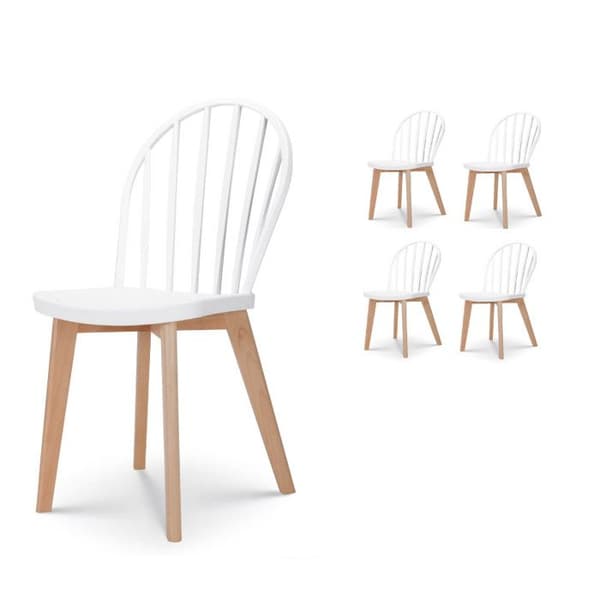EMY vita matsalsstolar - KOSMI - Set med 4 - Ben i massivt trä - Modern skandinavisk stil
