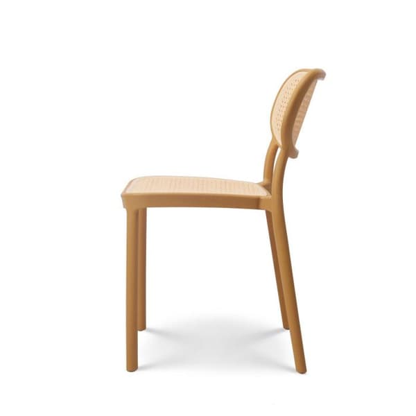Matsalsstol i vintagestil - KOSMI - Stapelbar - Inomhus - Polypropenharts - Gul